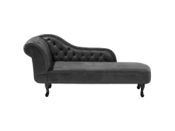 Chaise Longue Chesterfield Grise En Cuir PU NIMES