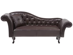 Chaise Longue Chesterfield En Cuir PU Marron LATTES