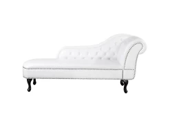 Méridienne Chesterfield Blanche Brillante Côté Droit NIMES