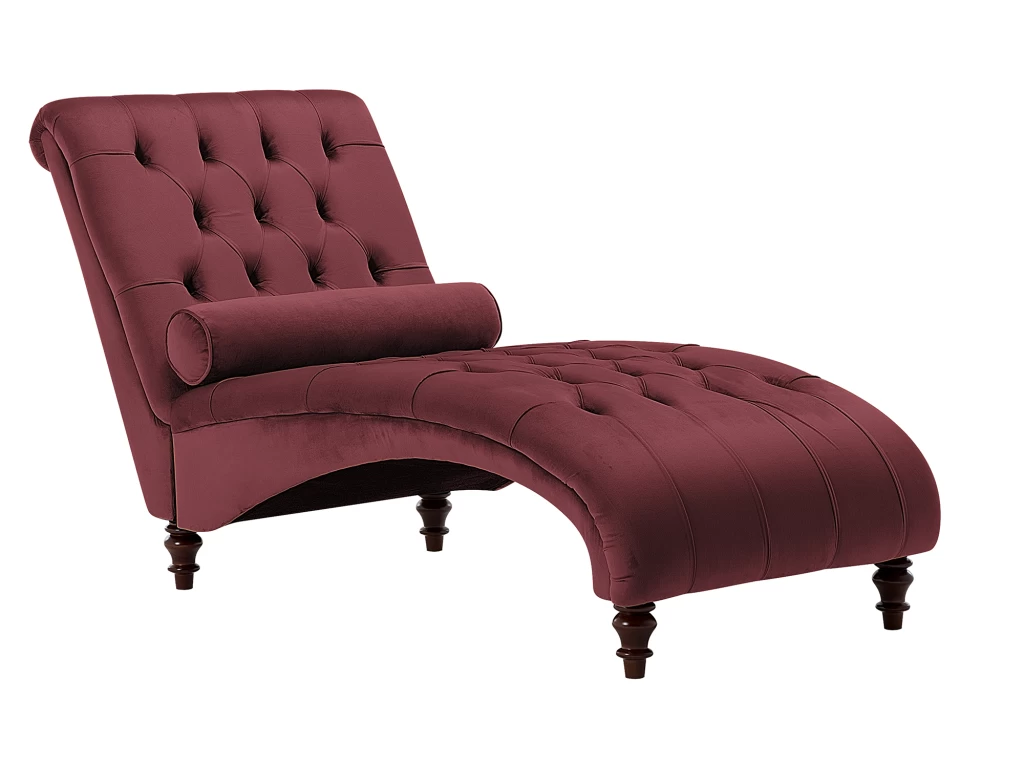 Chaise Longue En Velours Bordeaux MURET