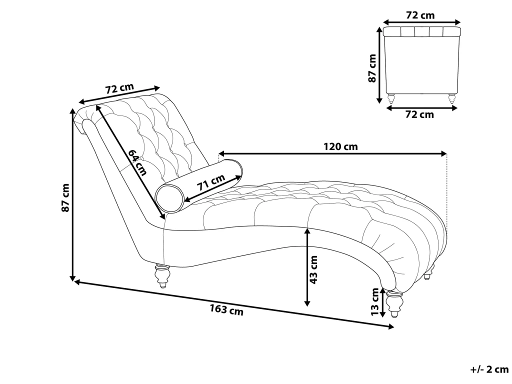 Chaise Longue En Velours Bordeaux MURET – Image 3