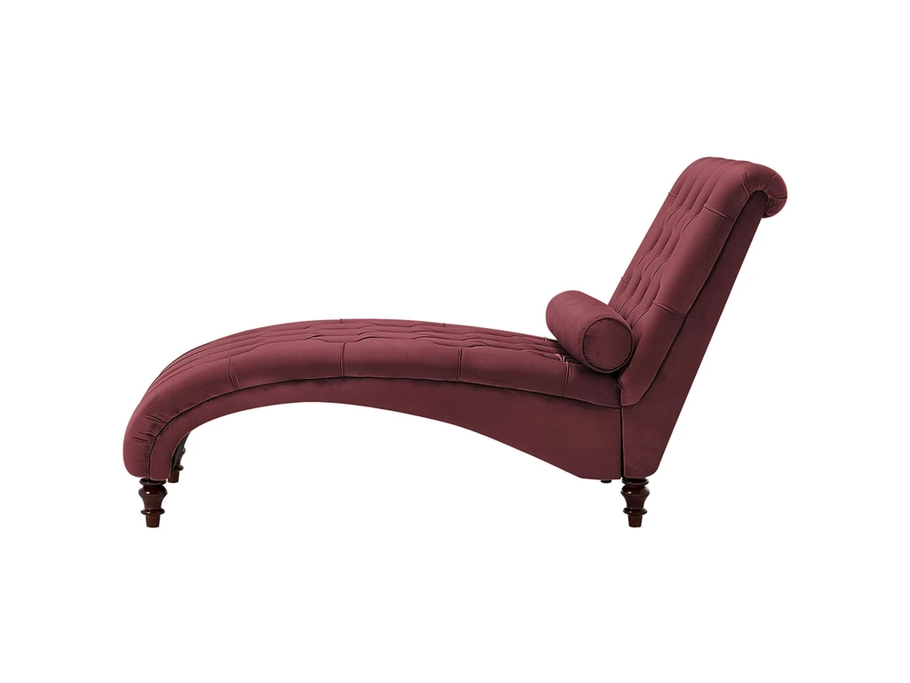 Chaise Longue En Velours Bordeaux MURET – Image 4