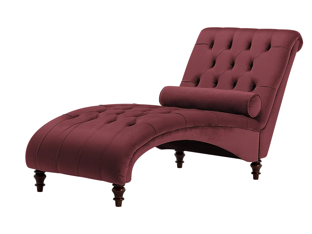 Chaise Longue En Velours Bordeaux MURET – Image 5