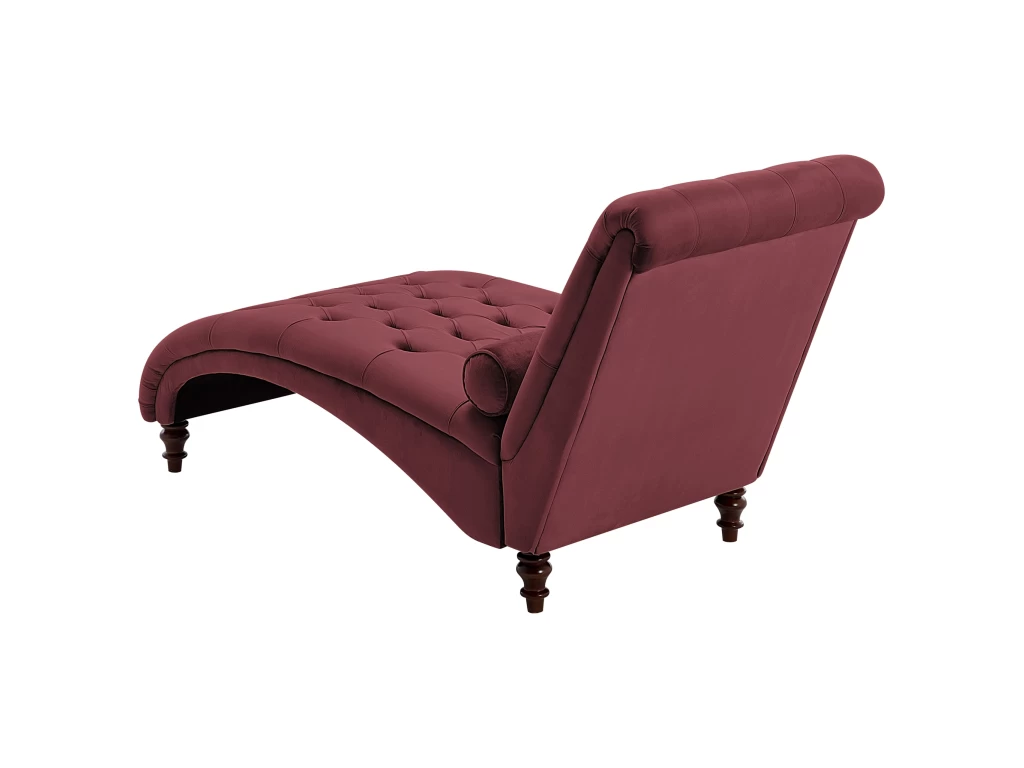 Chaise Longue En Velours Bordeaux MURET – Image 6