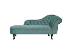 Méridienne Chesterfield Côté Droit En Velours Vert Menthe NIMES