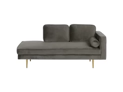 Méridienne En Velours Gris Taupe Côté Droit MIRAMAS