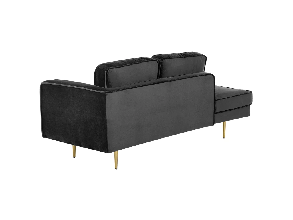 Chaise Longue En Velours Noir Côté Droit MIRAMAS – Image 5