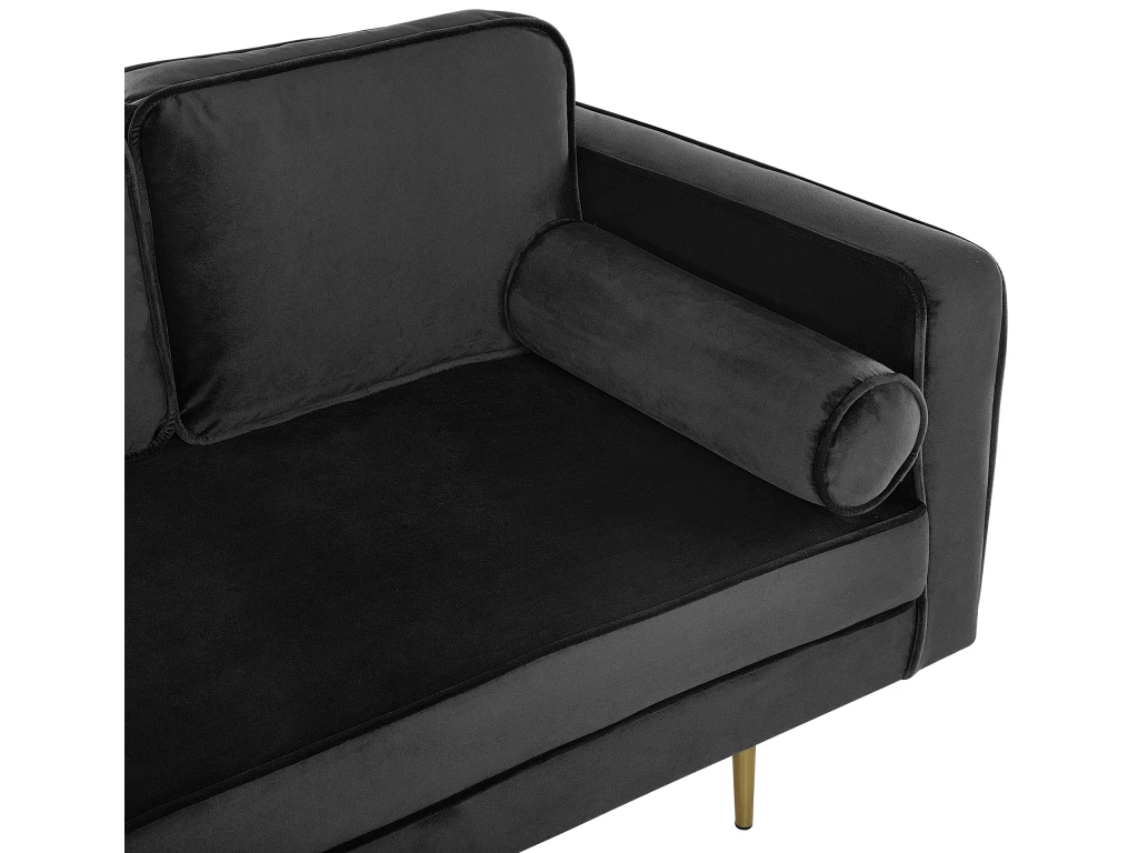 Chaise Longue En Velours Noir Côté Droit MIRAMAS – Image 6
