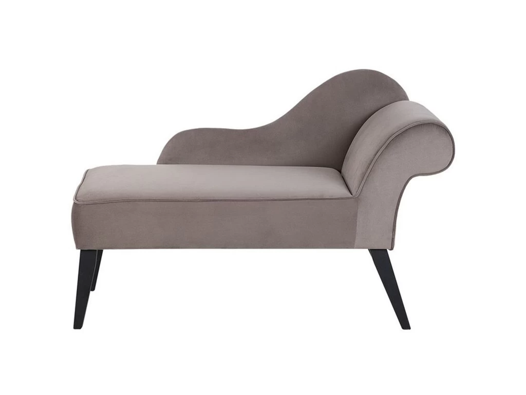 Mini Chaise Longue En Velours Taupe Côté Droit BIARRITZ