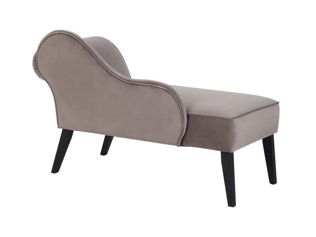 Mini Chaise Longue En Velours Taupe Côté Droit BIARRITZ – Image 5