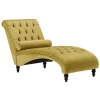 Chaise Longue En Velours Moutarde MURET