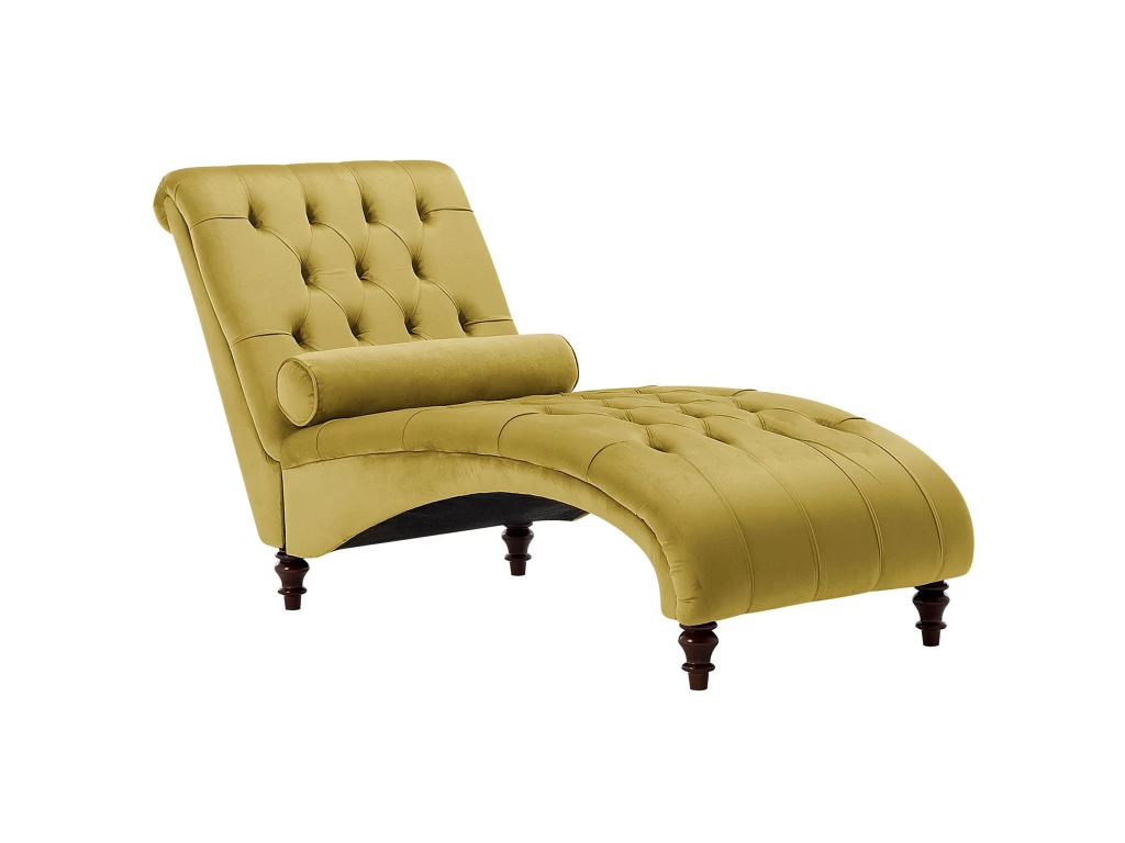 Chaise Longue En Velours Moutarde MURET