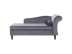 Chaise Longue Côté Droit En Velours Gris Foncé LUIRO