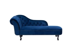 Méridienne Chesterfield En Velours Bleu Côté Gauche NIMES