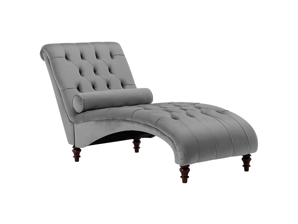 Chaise Longue En Velours Gris Clair MURET