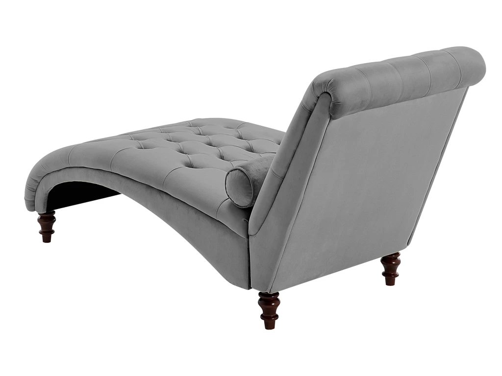 Chaise Longue En Velours Gris Clair MURET – Image 5