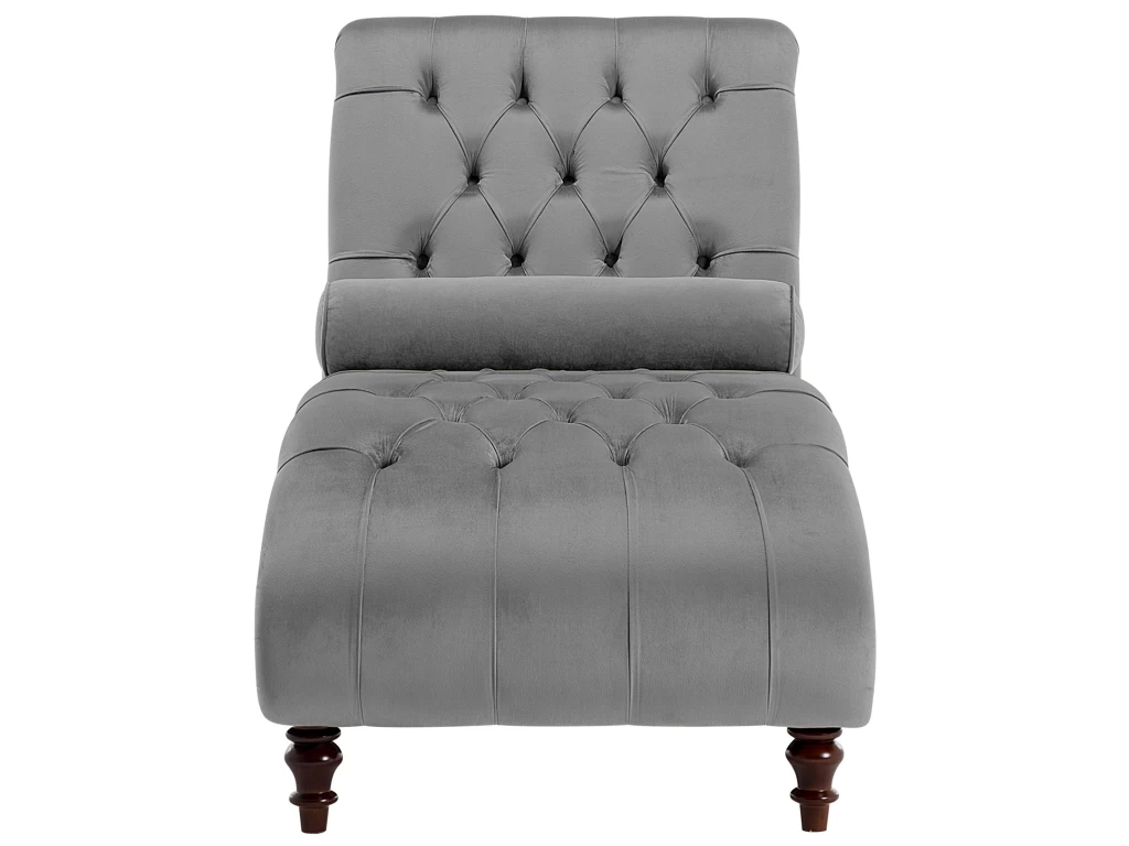 Chaise Longue En Velours Gris Clair MURET – Image 6