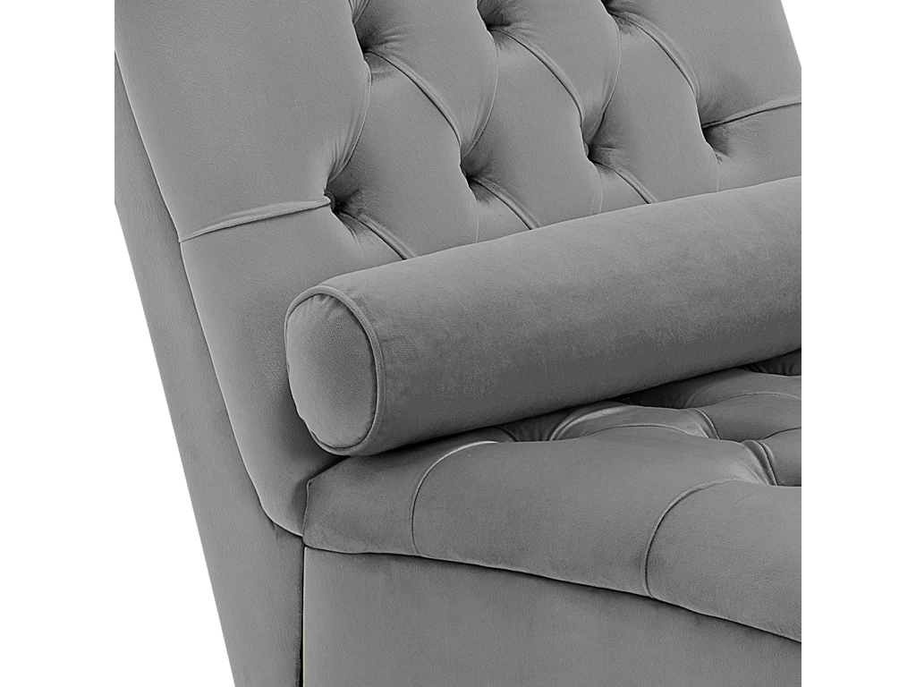Chaise Longue En Velours Gris Clair MURET – Image 7