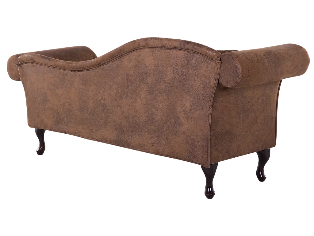 Méridienne Côté Gauche En Cuir Suède Marron LATTES – Image 5