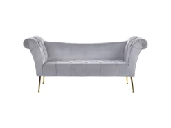 Chaise Longue En Velours Gris NANTILLY