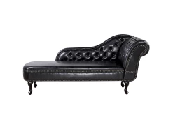 Méridienne Chesterfield Noire Brillante Côté Droit NIMES