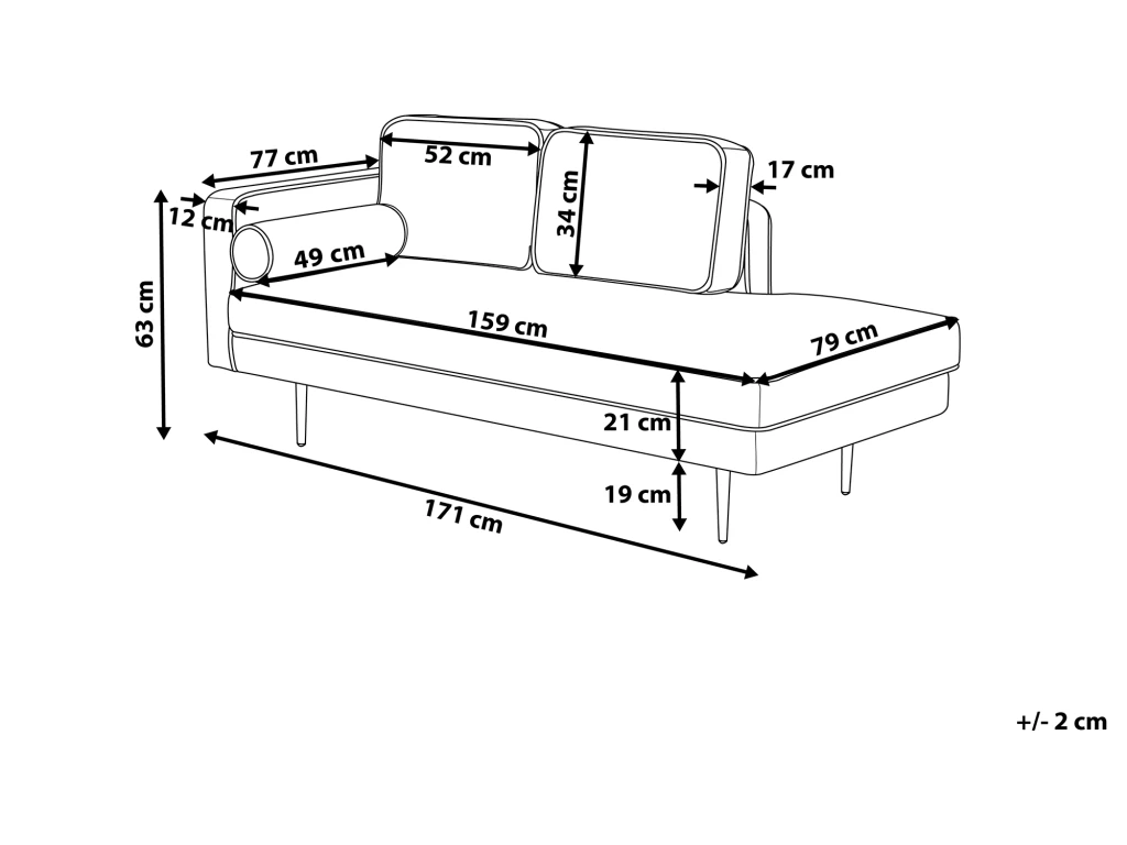 Méridienne En Velours Bleu Marine Côté Gauche MIRAMAS – Image 3