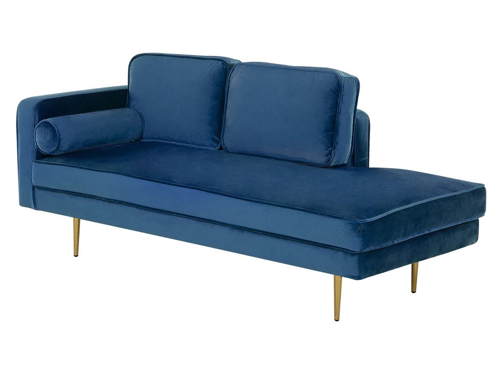 Méridienne En Velours Bleu Marine Côté Gauche MIRAMAS – Image 4