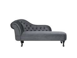 Méridienne Chesterfield En Velours Gris NIMES