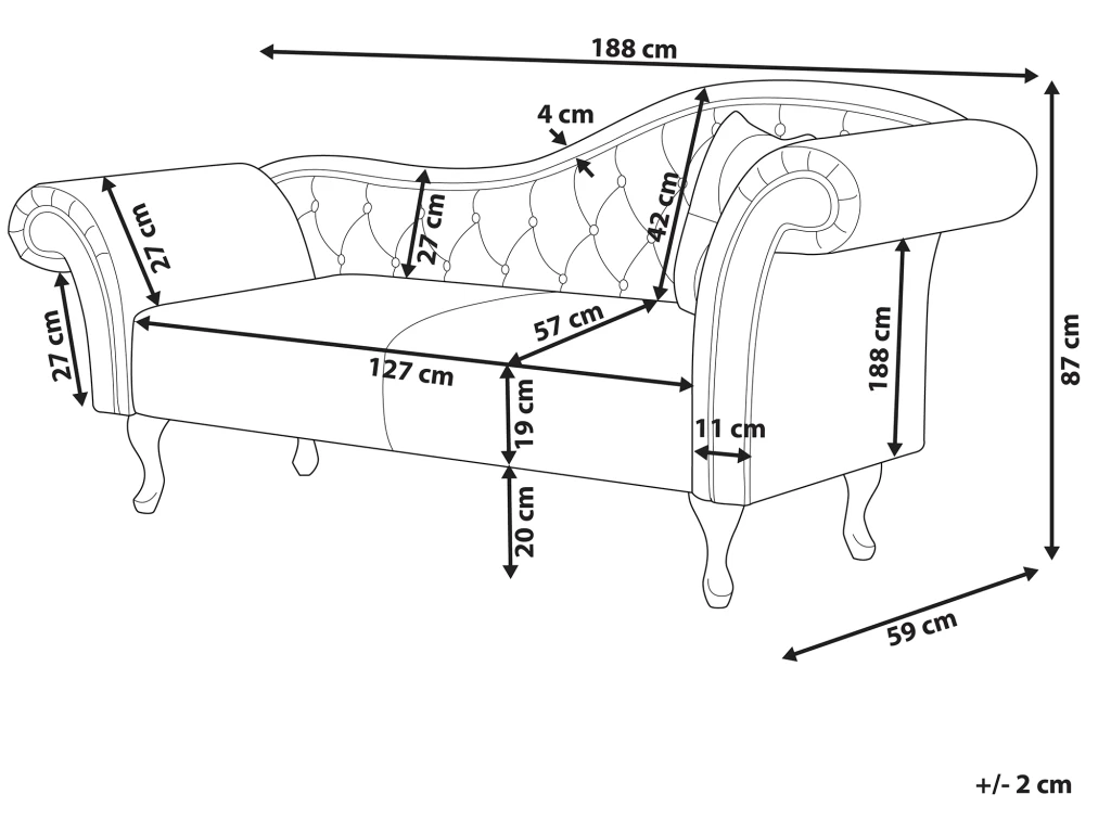 Méridienne Côté Droit En Cuir Suède Marron LATTES – Image 3