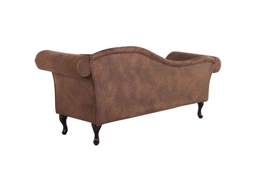 Méridienne Côté Droit En Cuir Suède Marron LATTES – Image 6