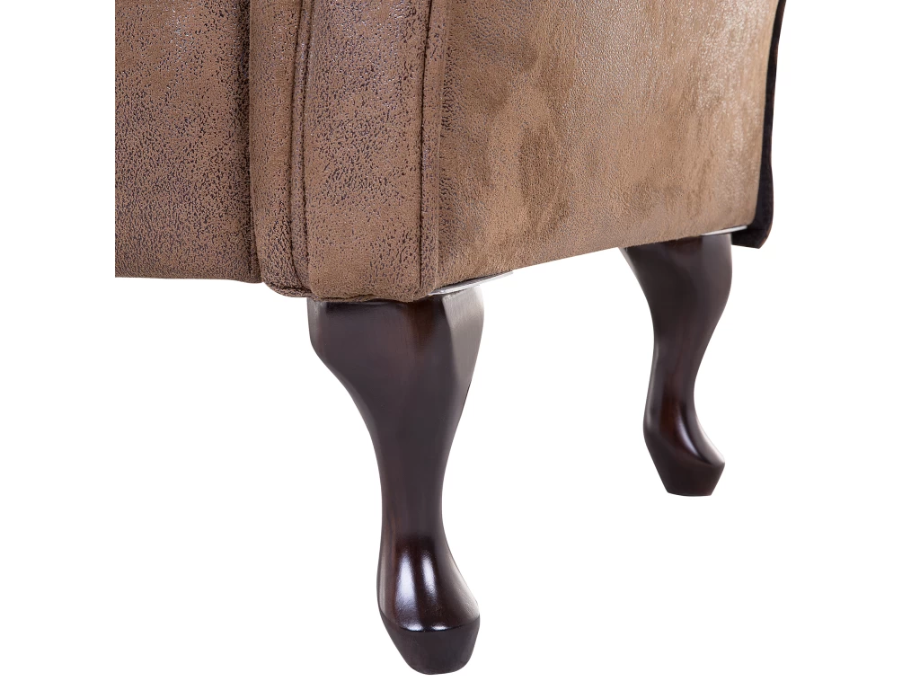 Méridienne Côté Droit En Cuir Suède Marron LATTES – Image 8