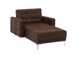 Chaise Longue En Cuir PU Marron ABERDEEN