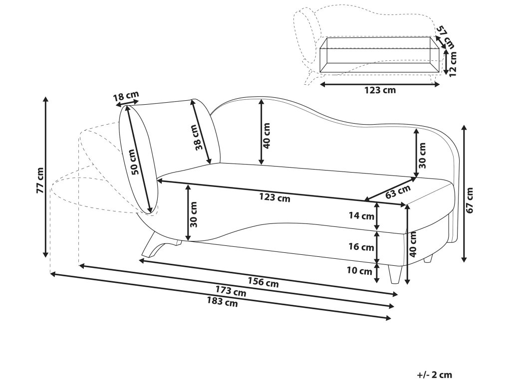 Chaise Longue Côté Gauche En Velours Rose MERI – Image 3