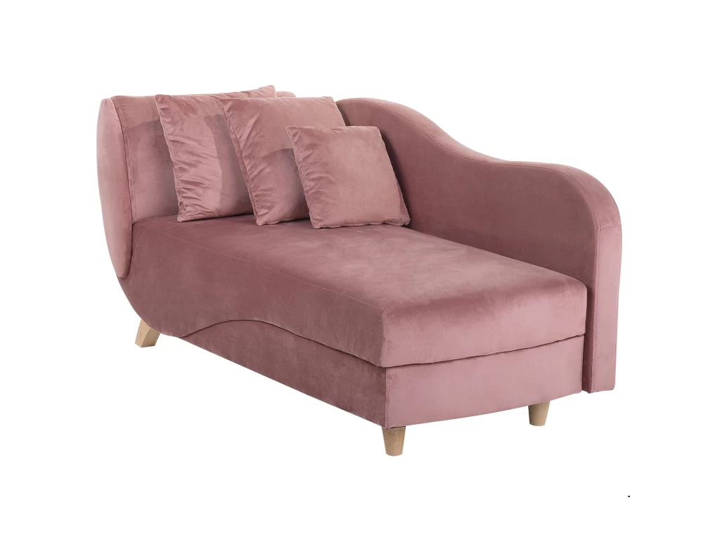 Chaise Longue Côté Gauche En Velours Rose MERI – Image 4