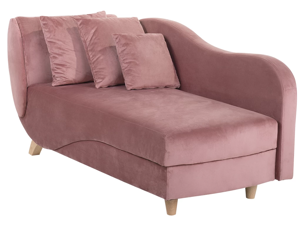 Chaise Longue Côté Gauche En Velours Rose MERI – Image 5