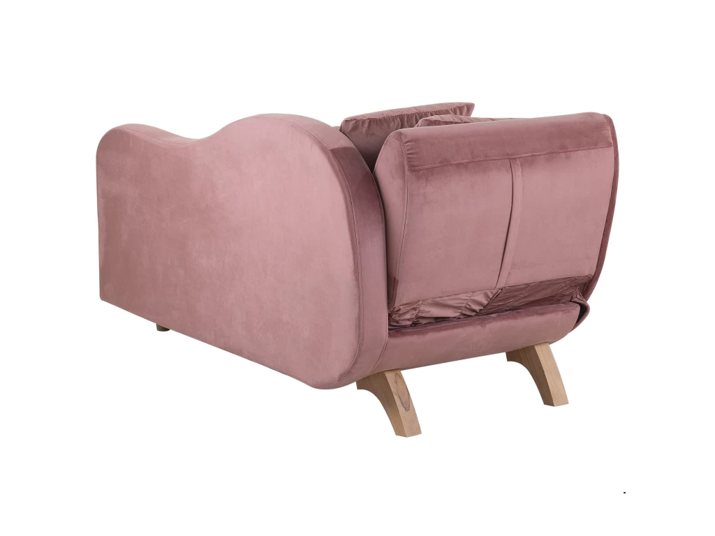 Chaise Longue Côté Gauche En Velours Rose MERI – Image 6