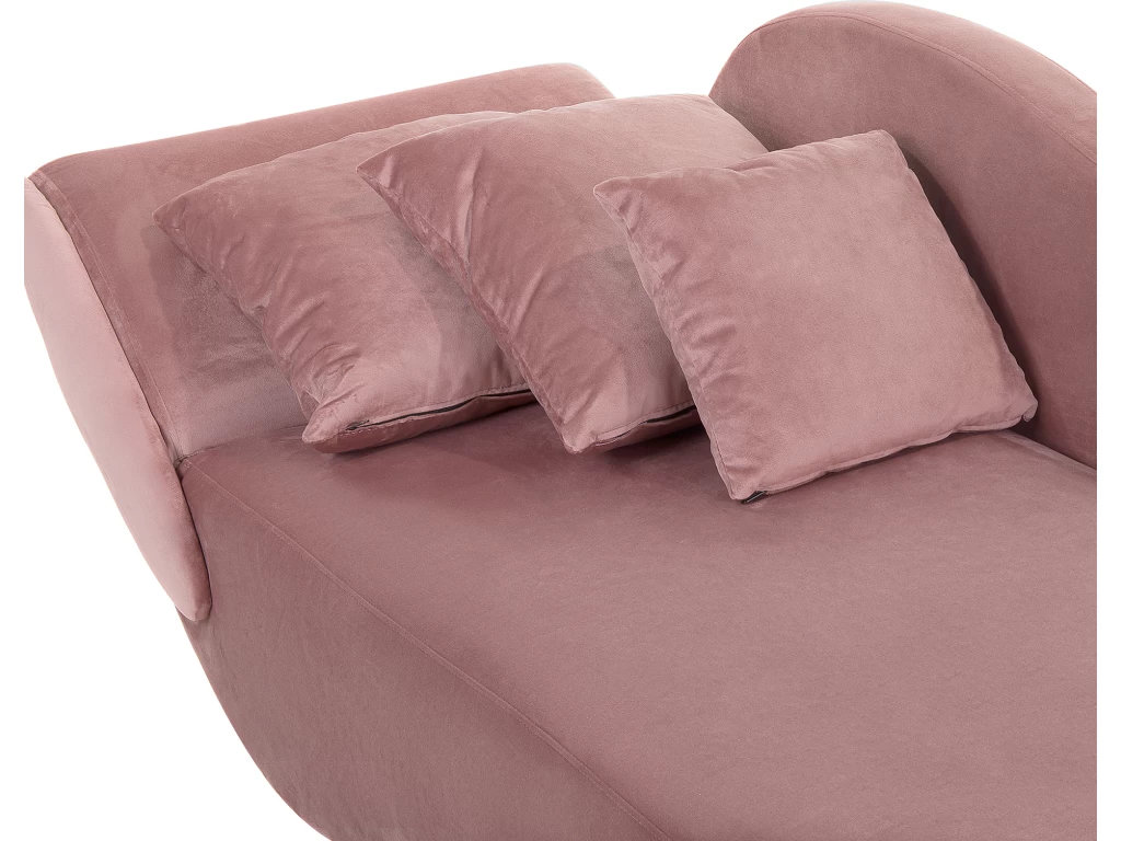 Chaise Longue Côté Gauche En Velours Rose MERI – Image 7