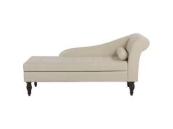 Chaise Longue En Cuir PU Beige Clair Avec Rangement PESSAC