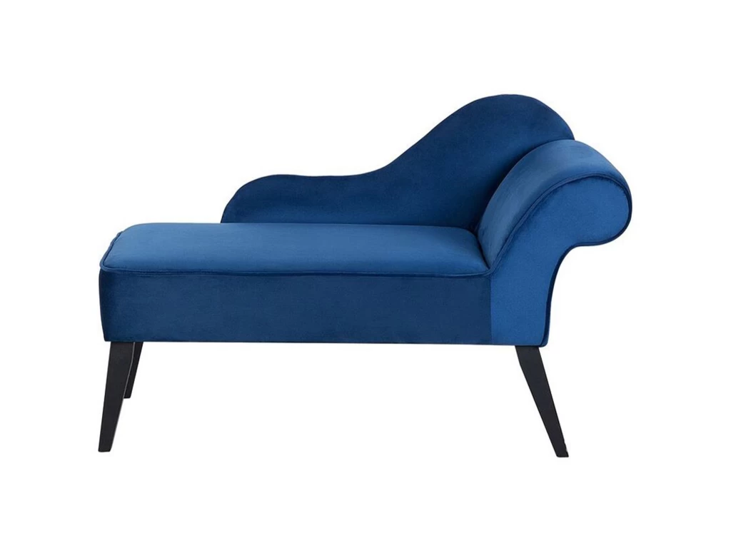 Mini Chaise Longue En Velours Bleu Côté Droit BIARRITZ