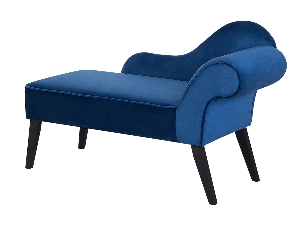 Mini Chaise Longue En Velours Bleu Côté Droit BIARRITZ – Image 4