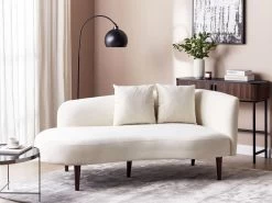 Chaise Longue Côté Droit En Velours Blanc Crème CHAUMONT