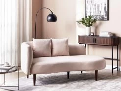 Chaise Longue Côté Gauche En Velours Rose CHAUMONT