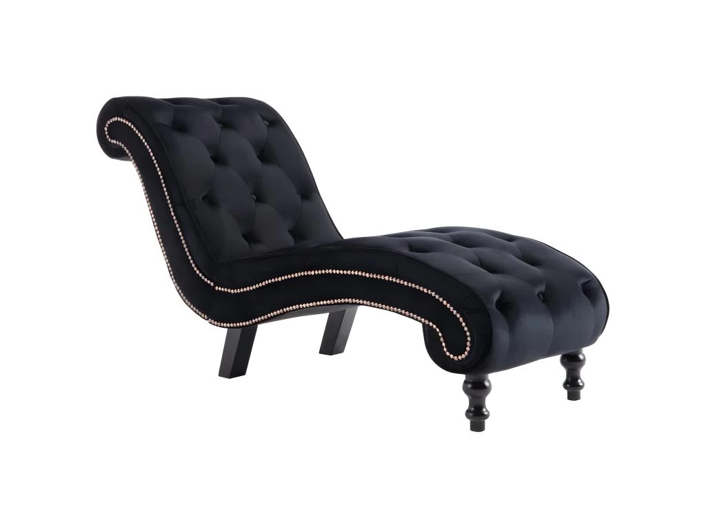 Chaise Longue Noir Velours – Image 2