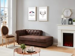 Méridienne Gauche Chesterfield SHIREL En Microfibre Aspect Cuir Vieilli