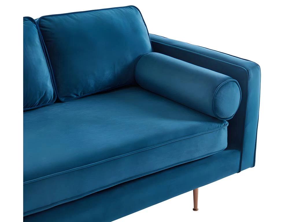 Méridienne Droite En Velours KAHEL - Bleu Canard – Image 8