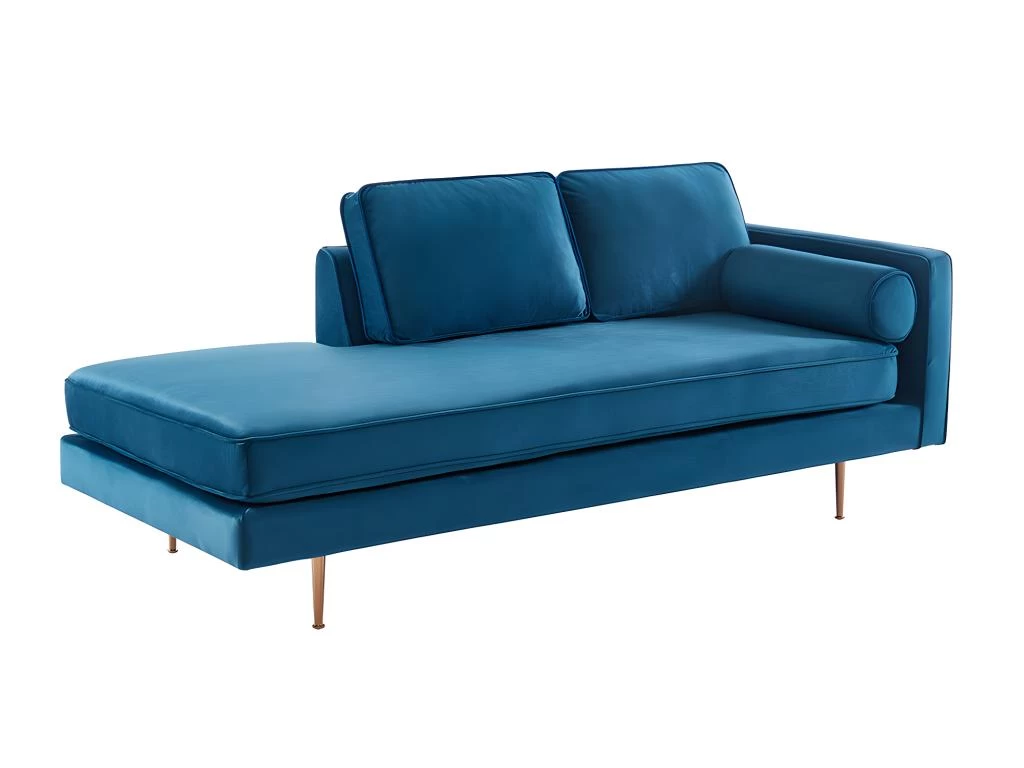 Méridienne Droite En Velours KAHEL - Bleu Canard – Image 7