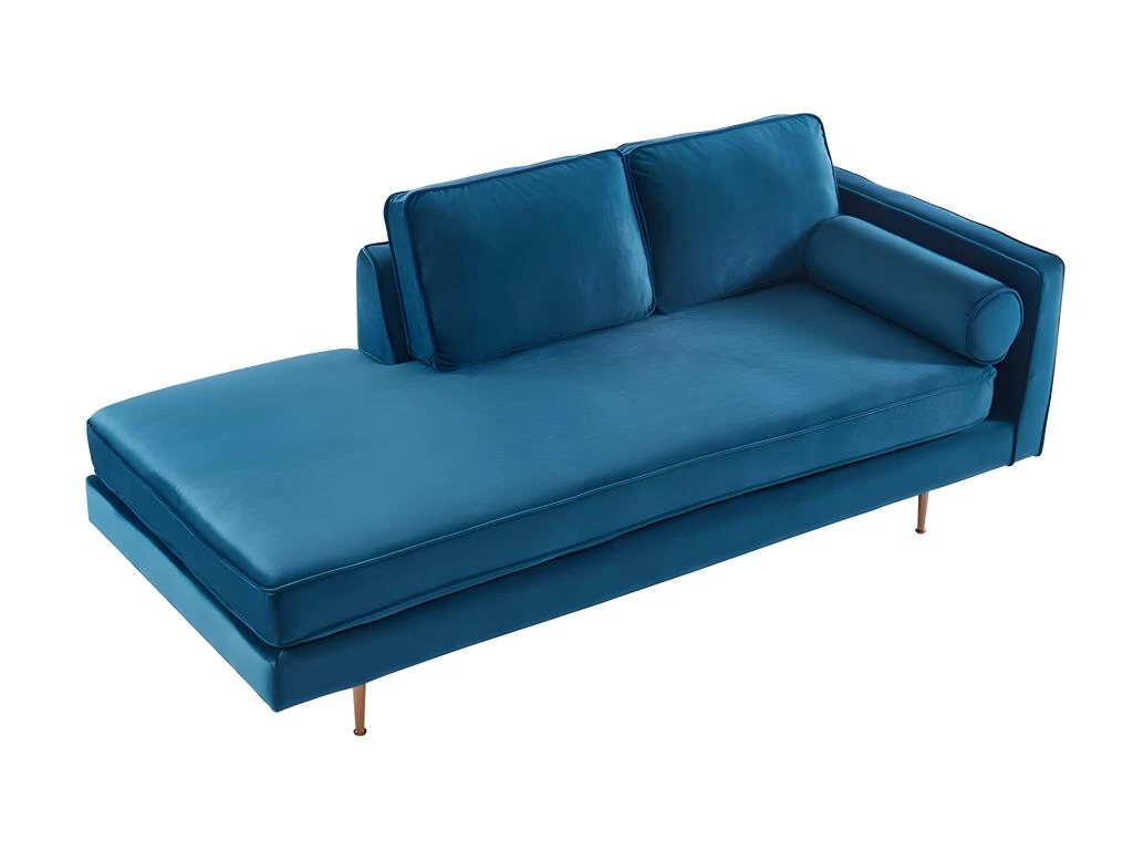 Méridienne Droite En Velours KAHEL - Bleu Canard – Image 6