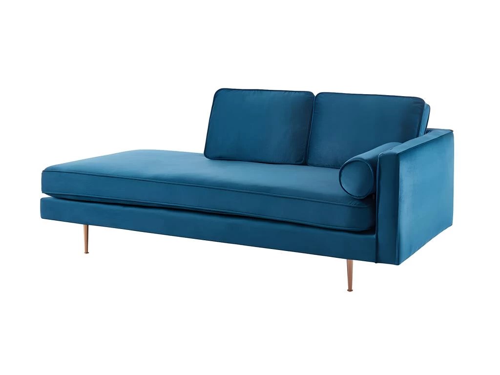 Méridienne Droite En Velours KAHEL - Bleu Canard – Image 5