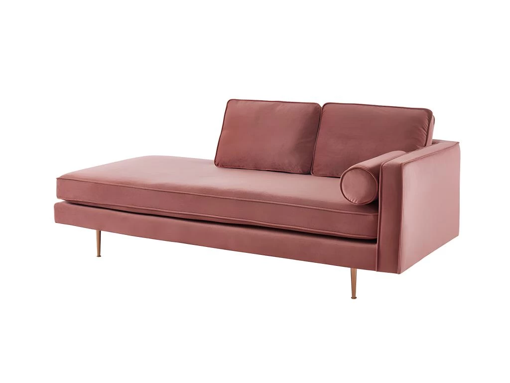 Méridienne Droite En Velours KAHEL - Vieux Rose – Image 6