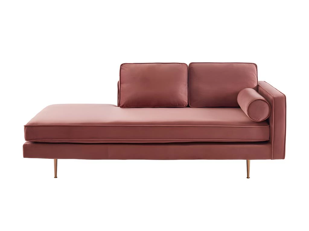 Méridienne Droite En Velours KAHEL - Vieux Rose – Image 5